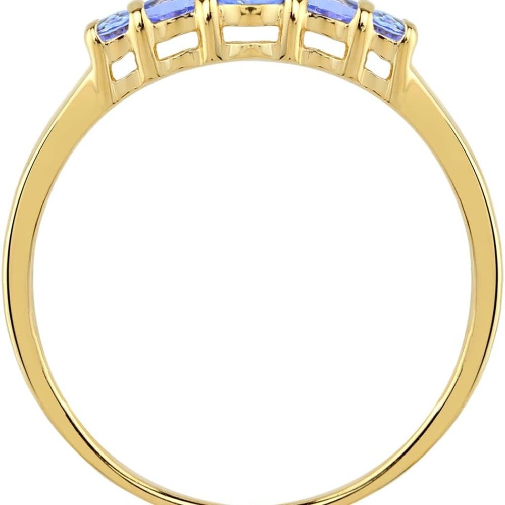 Genuine Tanzanite Stackable Ring - 5-Stone Gold P… - image 4